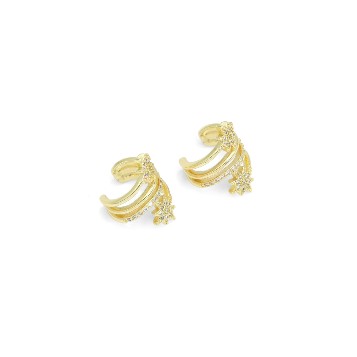 Clear CZ Star Flower wrapping ear cuff, Sku#LD558