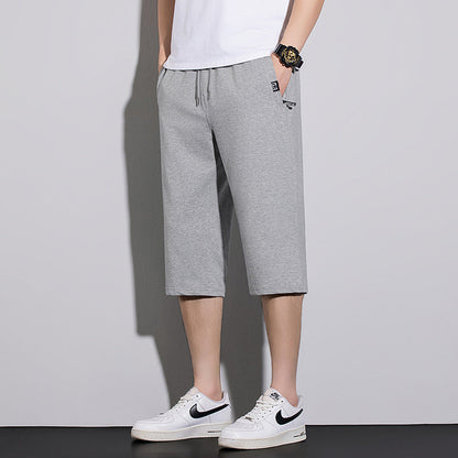 Summer New Mens Casual Ice-Silk Cropped Pants