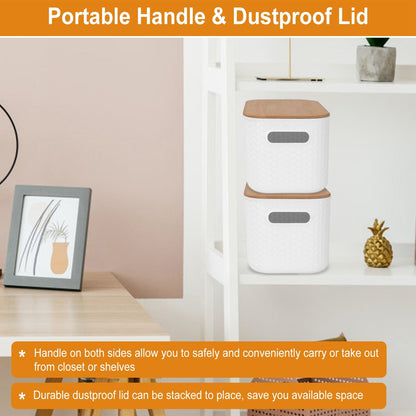 Stackable Storage Bins with Bamboo Lids - 2 Pack