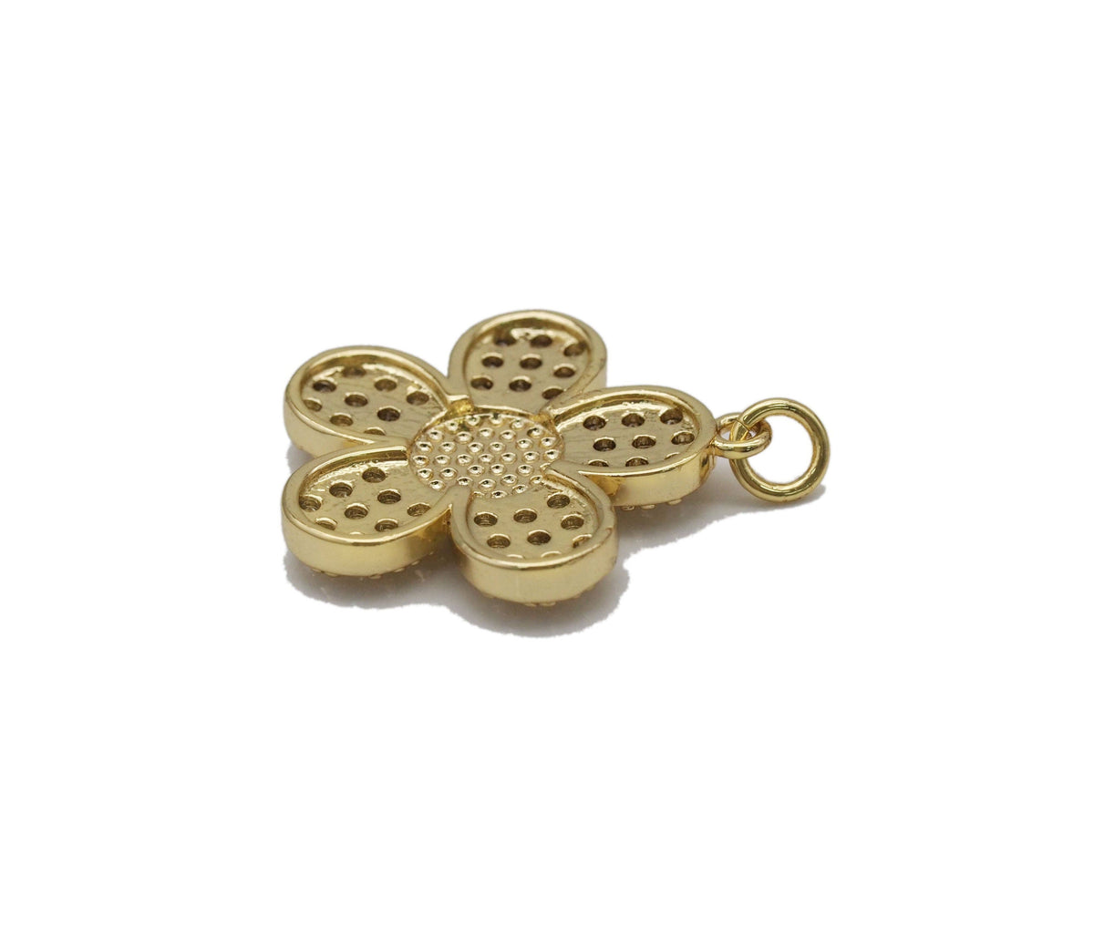 CZ Enamel Smiley Face Flower Charm, Sku#LD340