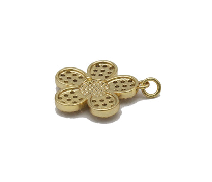 CZ Enamel Smiley Face Flower Charm, Sku#LD340