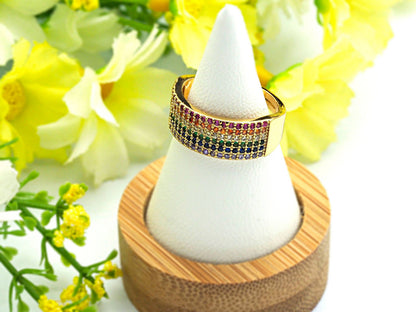Colorful CZ Band Ring,Sku#X16