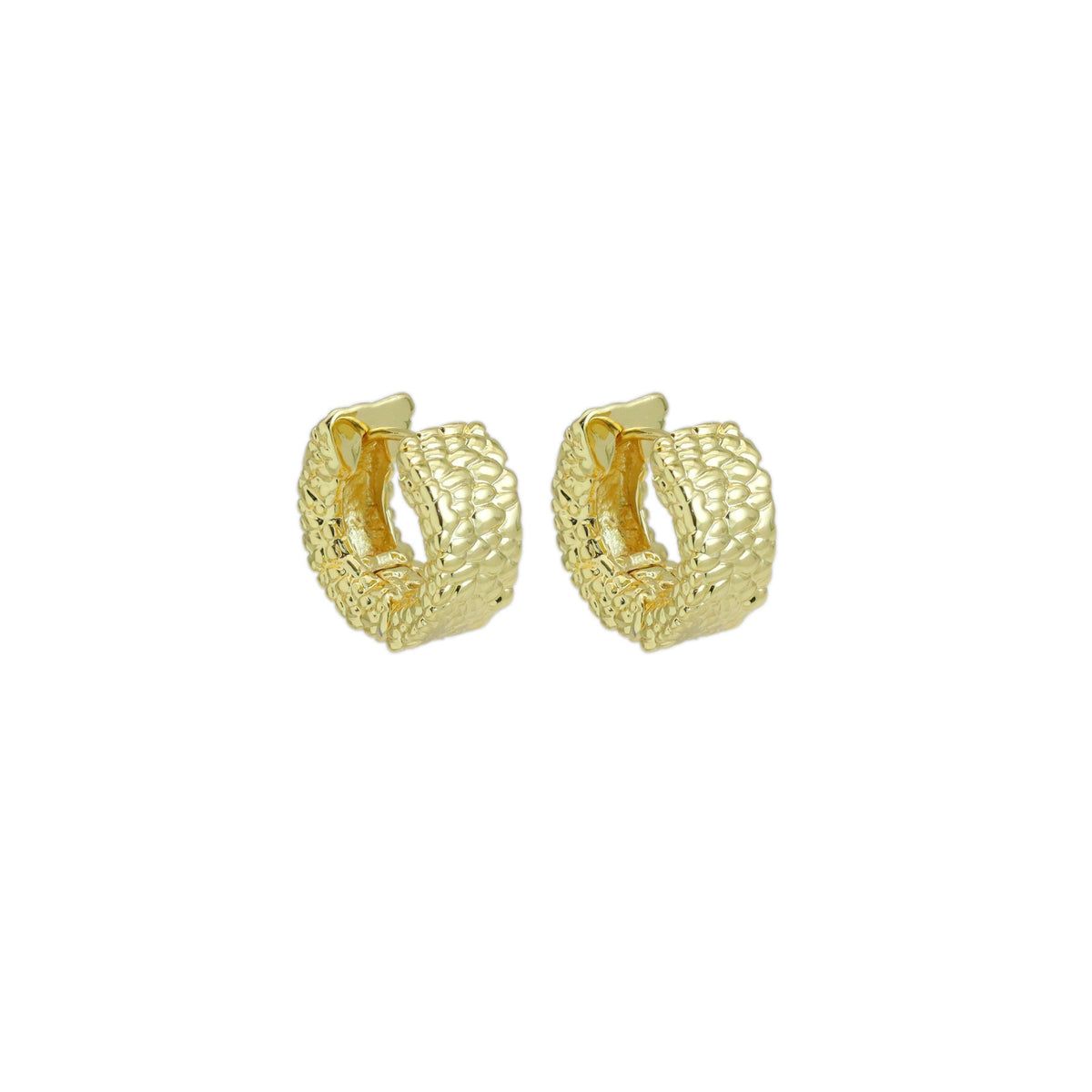 Hammered Gold Thick Hoop Earrings, Sku#LD574
