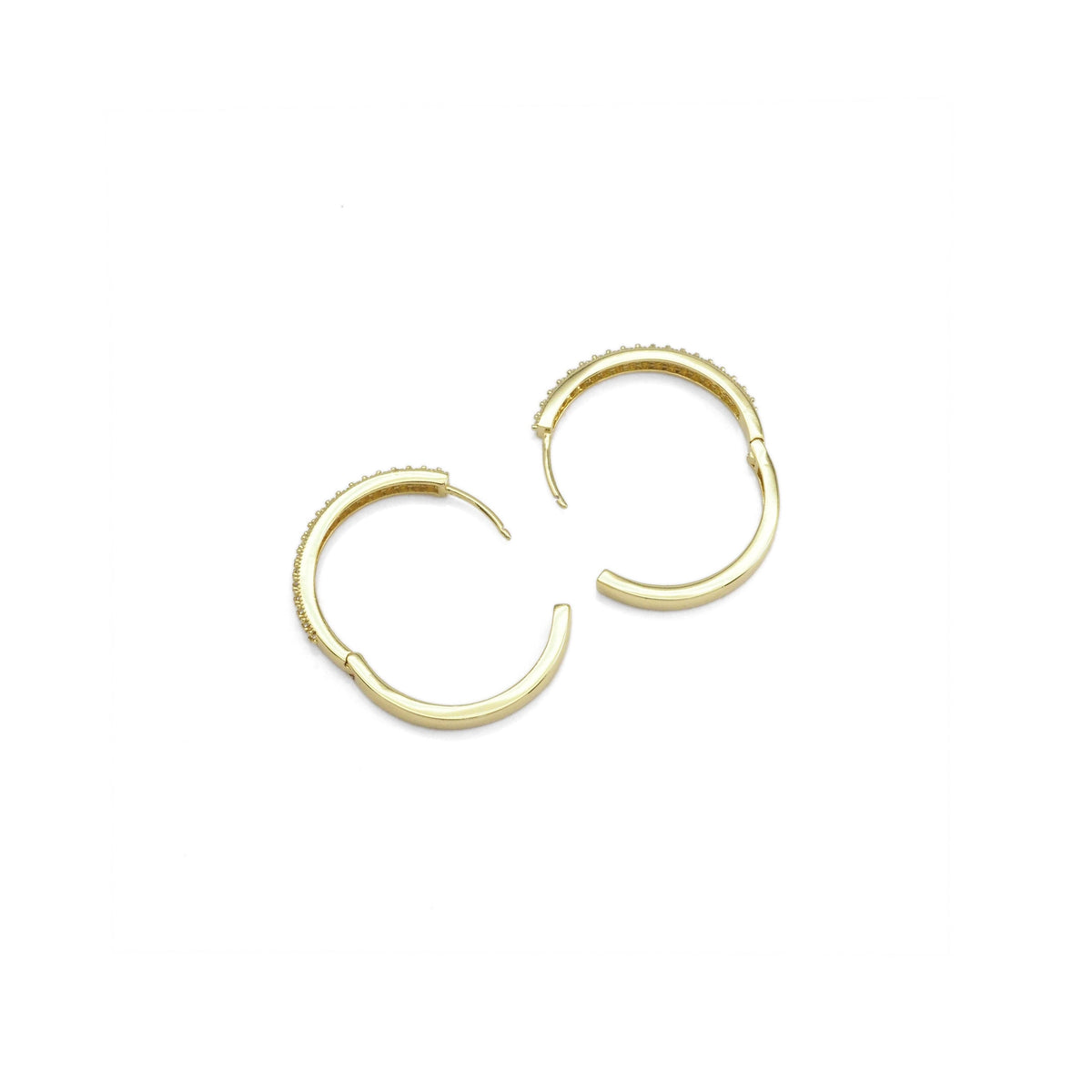 Filigree Clear CZ Gold Hoop Earrings, Sku#LD516
