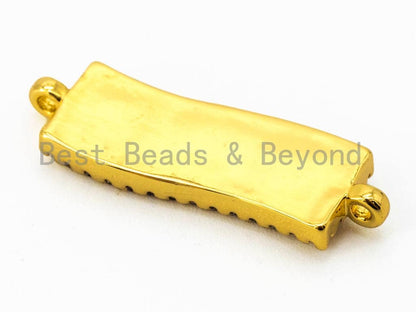 CZ Micro Pave Abalone Rectangle Connector, SKU#E329C