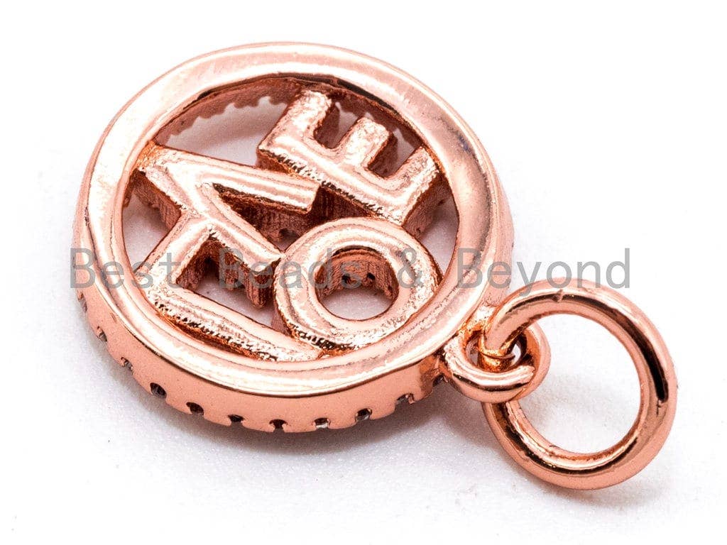 CZ Micro Pave 13mm love Round Pendant/Charm,CZ Love Charm, sku# F341