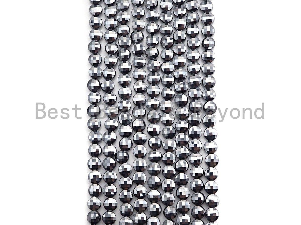 Natural Tera Hertz Checker Board Cut Coin Shape beads, 4mmTu