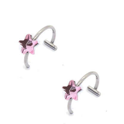 2 Piece Set Stainless Steel Clip-On Nose and Lip Rings | Punk Style Fake Piercing Jewelry