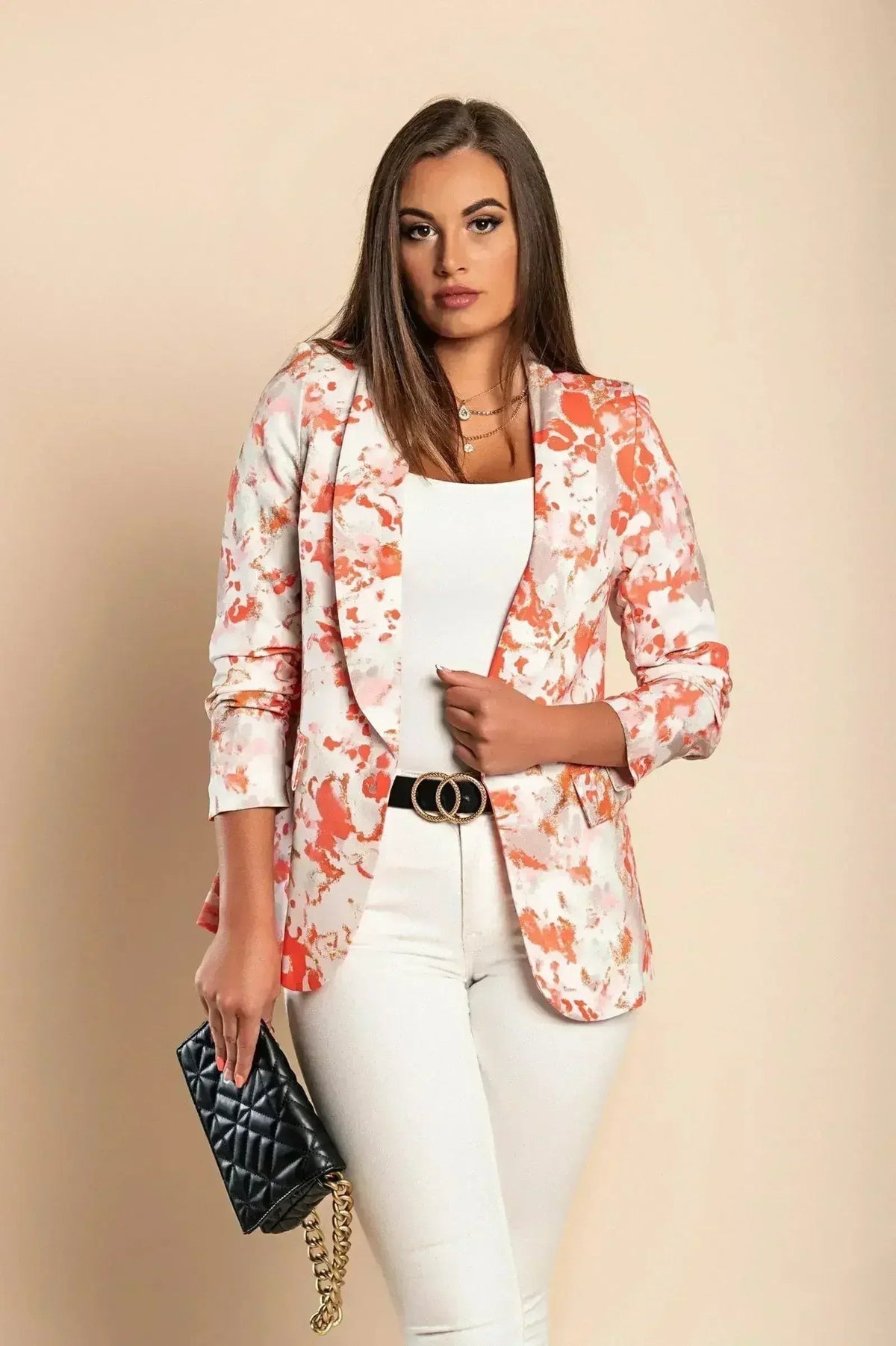 Rose Pink Long Blazer with 3/4 Sleeves | Italian Made