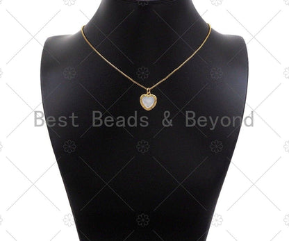Dainty Mother of Pearl On Heart Shape Pendant/Charm, Bracelet Necklace Natural Mother of Pearl Charm, Heart Pendant Charm, 16x14mm,Sku#L447