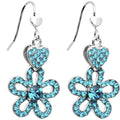 Illustrious Aqua Crystal Heart and Posy Flower Earrings