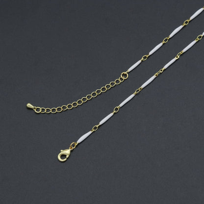Hand made Dainty Long bar Enamel Metal chain necklace, EF589