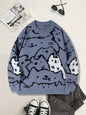Mens Cute And Quirky Cat-print Knit Sweater