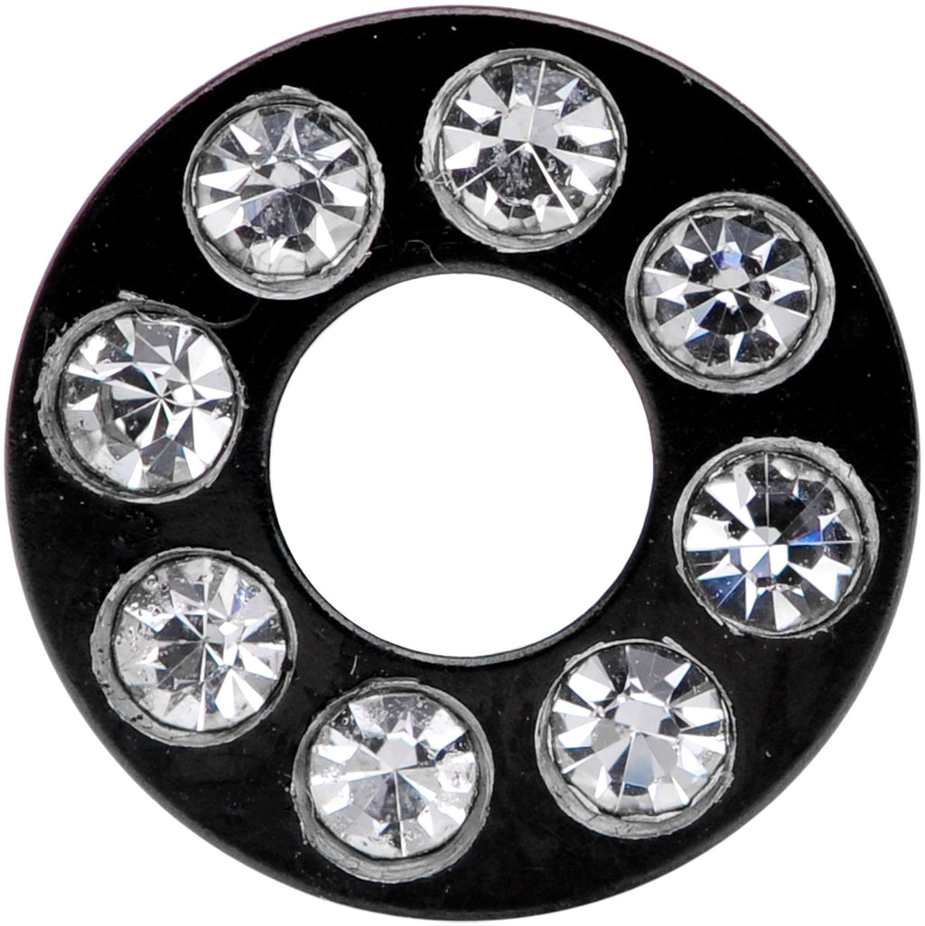 4G Black Anodized Clear Gem Go Glam Screw Fit Tunnel Plug Set