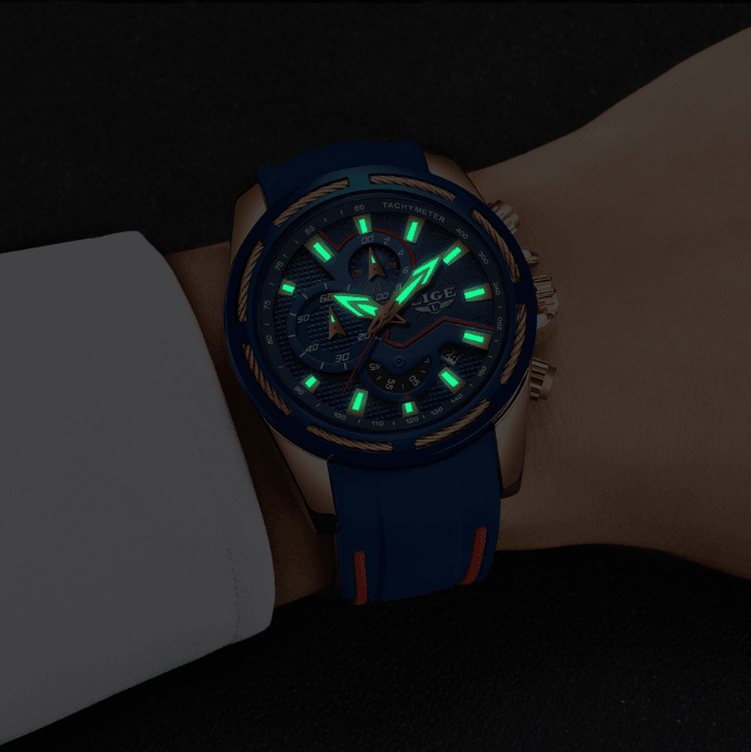 Men's Waterproof Modern Watch With Rubber Straps Multifunction Watches Unique Design Perfect Gift