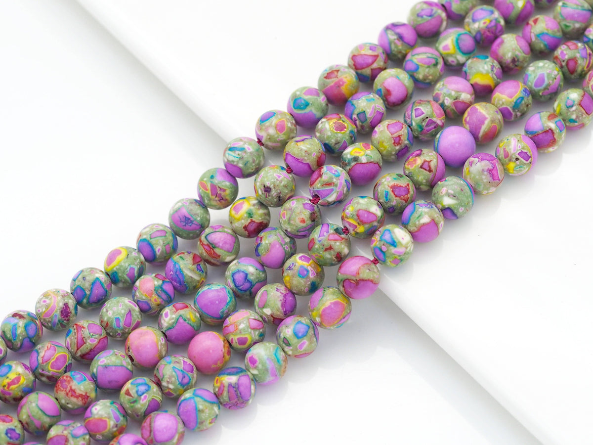 Natural purple blue yellow Jasper beads 8mm, mixed color bea