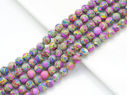 Natural purple blue yellow Jasper beads 8mm, mixed color bea