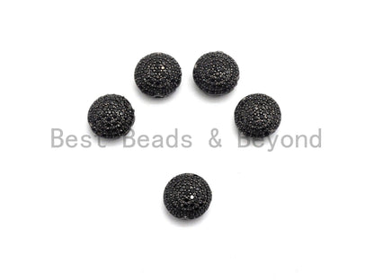 Black CZ Pave On Black Micro Pave Button Round Spacer Beads for Bracelet/Necklace, Spacer Beads, 11mm, sku#C98