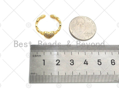 Infinity Heart Open Ring, Gold heart Ring, Pave ring, Dainty Heart Ring, Statement Ring, Bridesmaid Gift, Dainty Heart Ring, sku#LD53