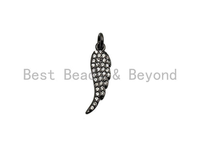 CZ Micro Pave Angel Wing Pendant/Charm, Cubic Zirconia Pendant Charm, 6x23mm,sku#X115