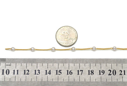 18K Gold/Silver Filled Dainty Pearl Satellite Chain,Sku#E556