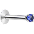 16G Blue 2mm Gem Internally Threaded Labret Monroe Tragus