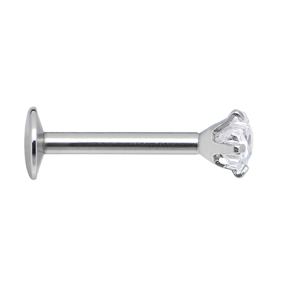 16G Clear 3mm Star Gem Internally Threaded Labret Monroe Tragus