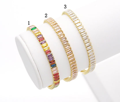 Baguette CZ  Bracelet,Sku#LD348