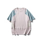 Men's Patchwork Contrast Color Sports T-shirt Loose Short Sleeve