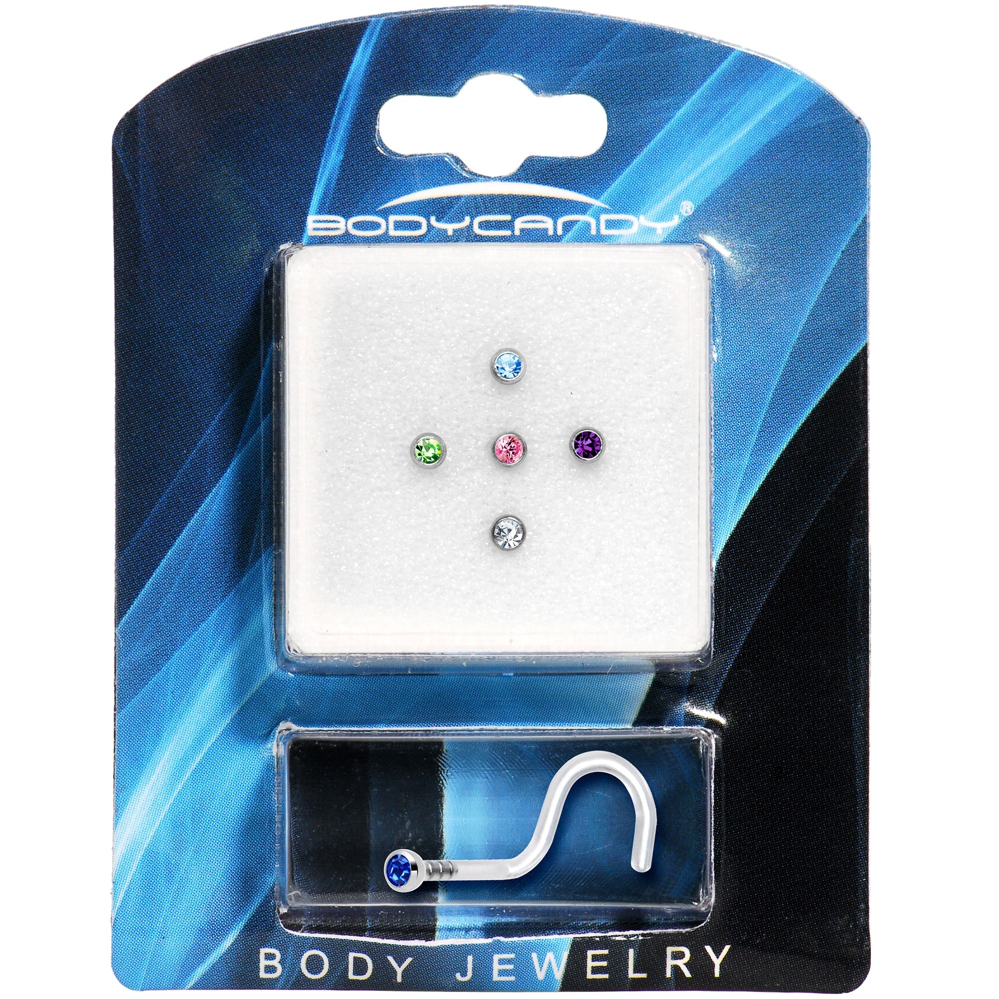 18G Bioplast CZ Nose Ring Pack Set