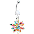 Stainless Steel Aurora Borealis Crystal Belly Ring