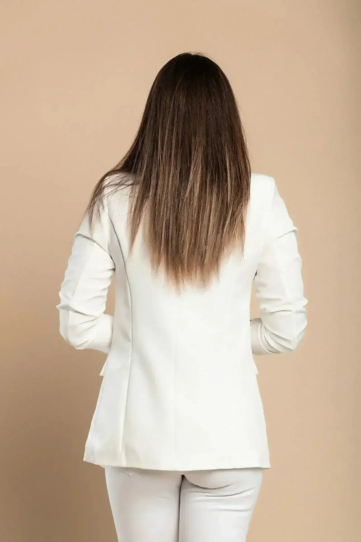 White Long Blazer with 3/4 Sleeves - Italian Made | Femstylo