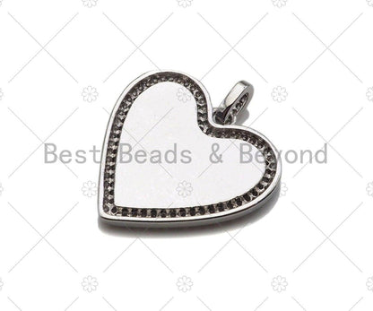 Black White Red Enamel Heart with CZ Micro Pave SKU#L326
