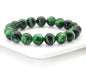 Natural Green Tiger Eye Round Smooth Stretchy Bracelet, Sku#