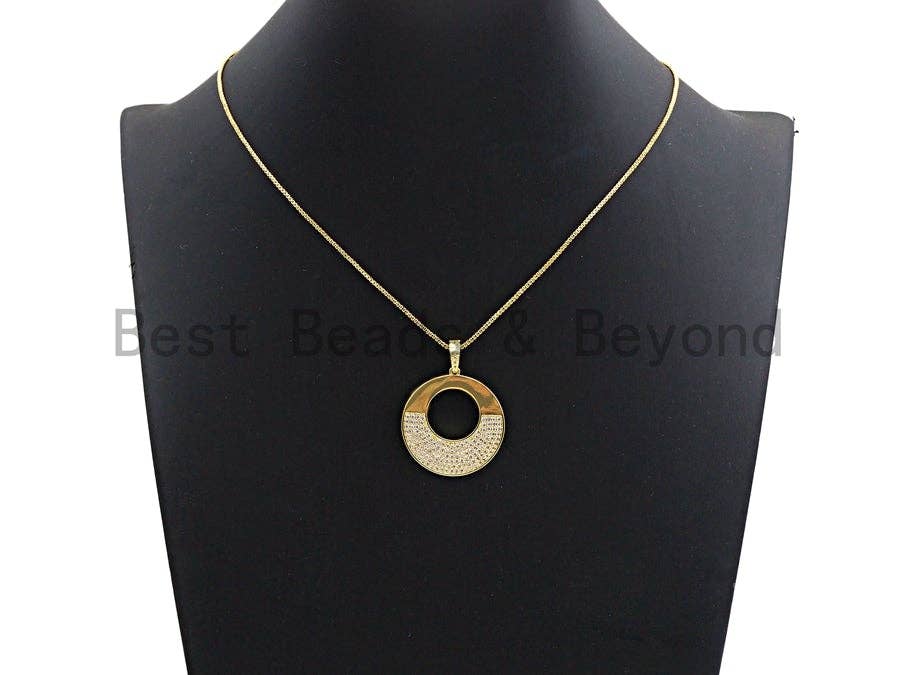 Clear CZ Micro Pave Round Hollow out Pendant, CZ Pave pendant, Frame Shape Pendant, Focal Penant, 30x40mm, sku#X100