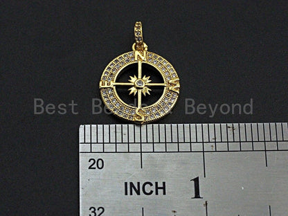 Clear CZ Micro Pave Hollow out Compass Pendant/Charm,Z458