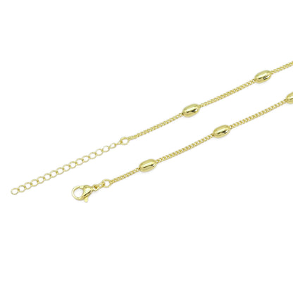 Thin cuban Link Rice shape Satellite Chain Necklace, Sku#LD492