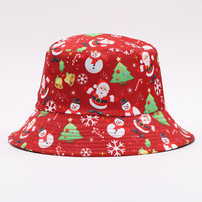 European And American Digital-print Bell-shaped Reindeer Bucket Hat