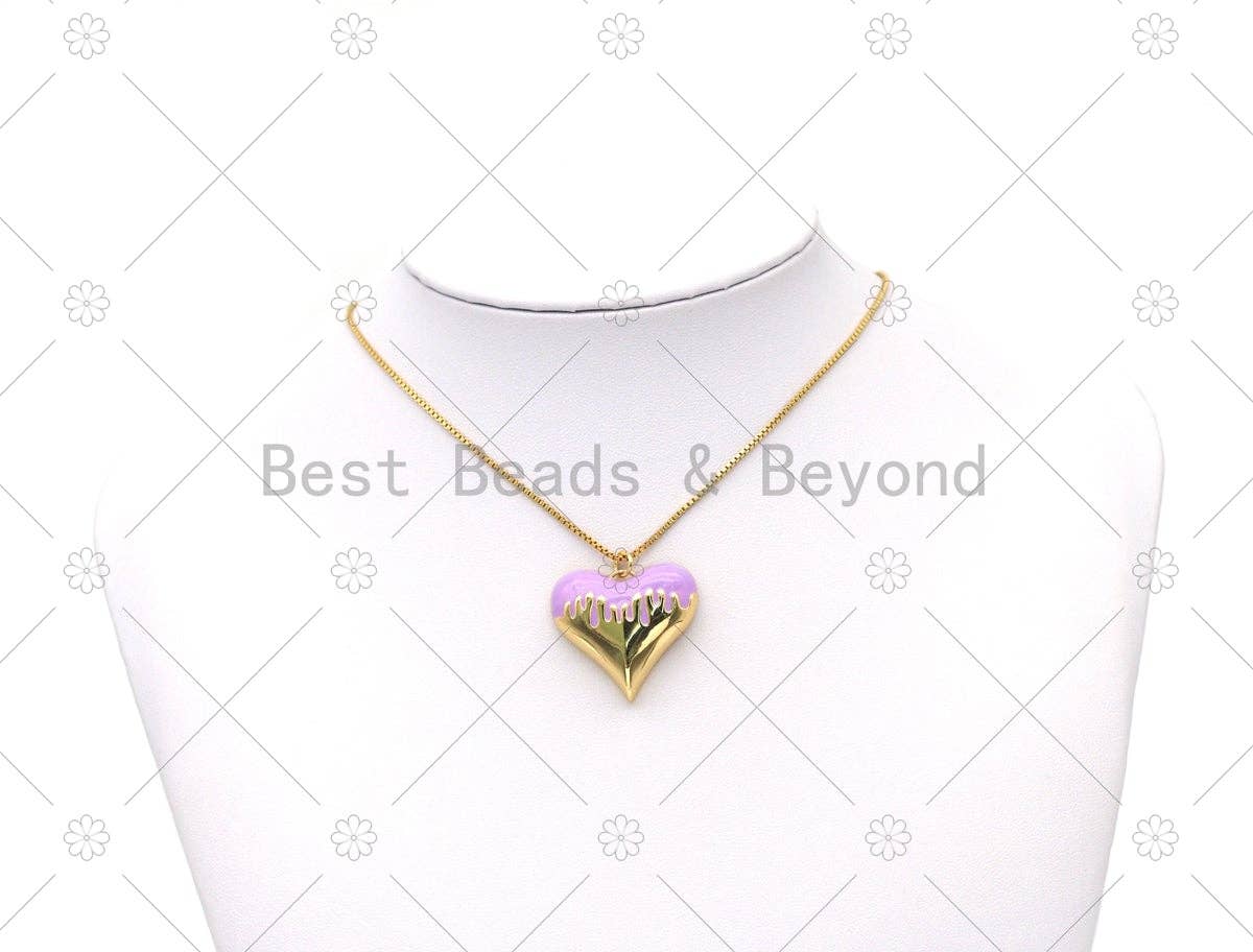 Colorful Enamel Heart Shape Pendant, Sku#L639
