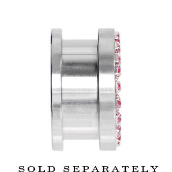 18mm Stainless Steel Pink Gem Screw Fit Tunnel