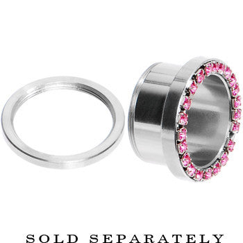 7/8 Stainless Steel Pink Gem Screw Fit Tunnel