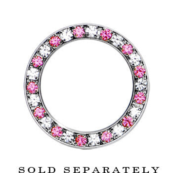 7/8 Stainless Steel Pink Clear Gem Screw Fit Tunnel