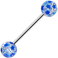 Blue Glitter Star Barbell Tongue Ring