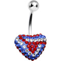 Patriotic Heart Crystal Evolution Belly Ring