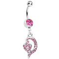 Pink Gem Dynamic Heart Belly Ring