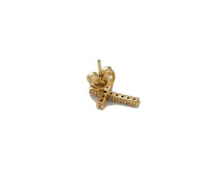 CZ Micro Pave Cross Shape Stud Earring , 18K Gold Filled Latch Back Earrings, Cross Earring, Sku#LD177