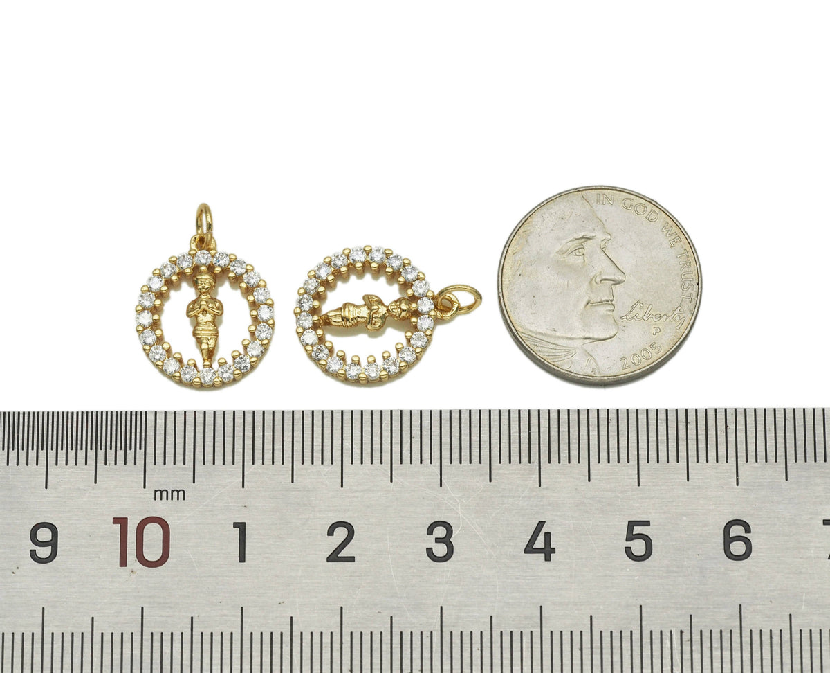 CZ Round Ring with Lady Charm, Sku#JL70