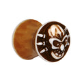 0G Brown White Resin Skull Saddle Plug