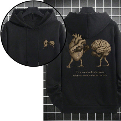 Mens Loose-fit Casual Printed Hooded Sweatshirt