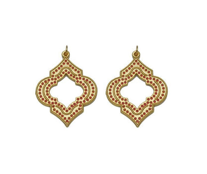 Gold Hot Pink Enamel Hollow Out Flower Charm, Sku#B181